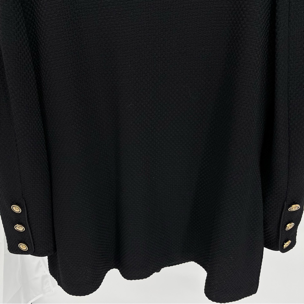 St. John Collection Santana Knit Blazer Suit Set Size 14 Black Gold Buttons - Picture 8 of 11